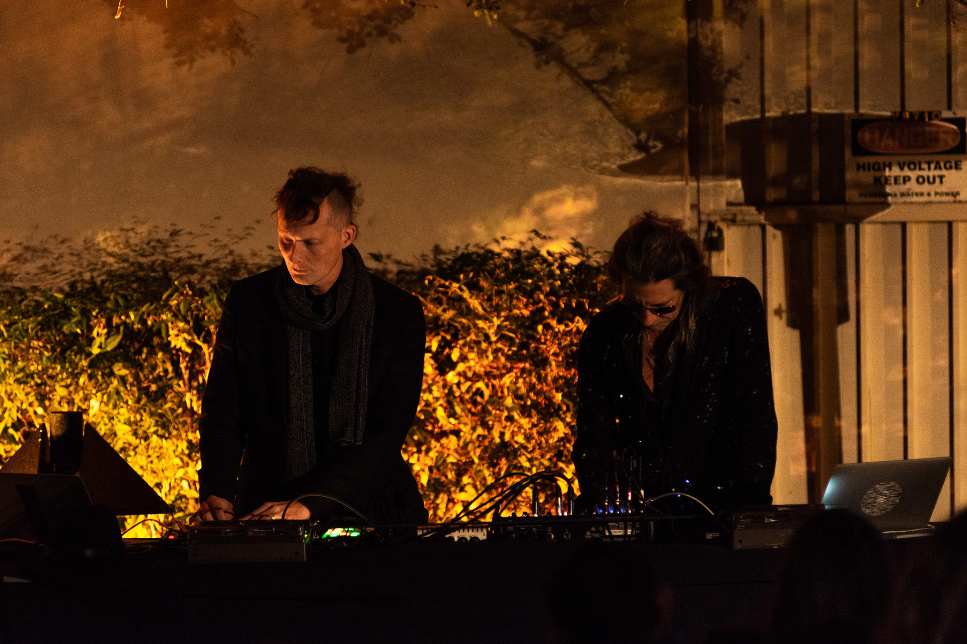 William Basinski and Lawrence English DJing together.